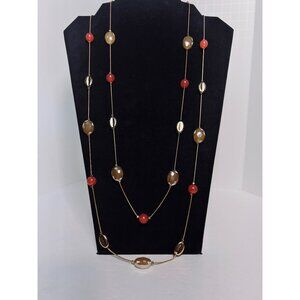 Carol Dauplaise Double Strand Gold Tone Coral Treasures Necklace (6302)